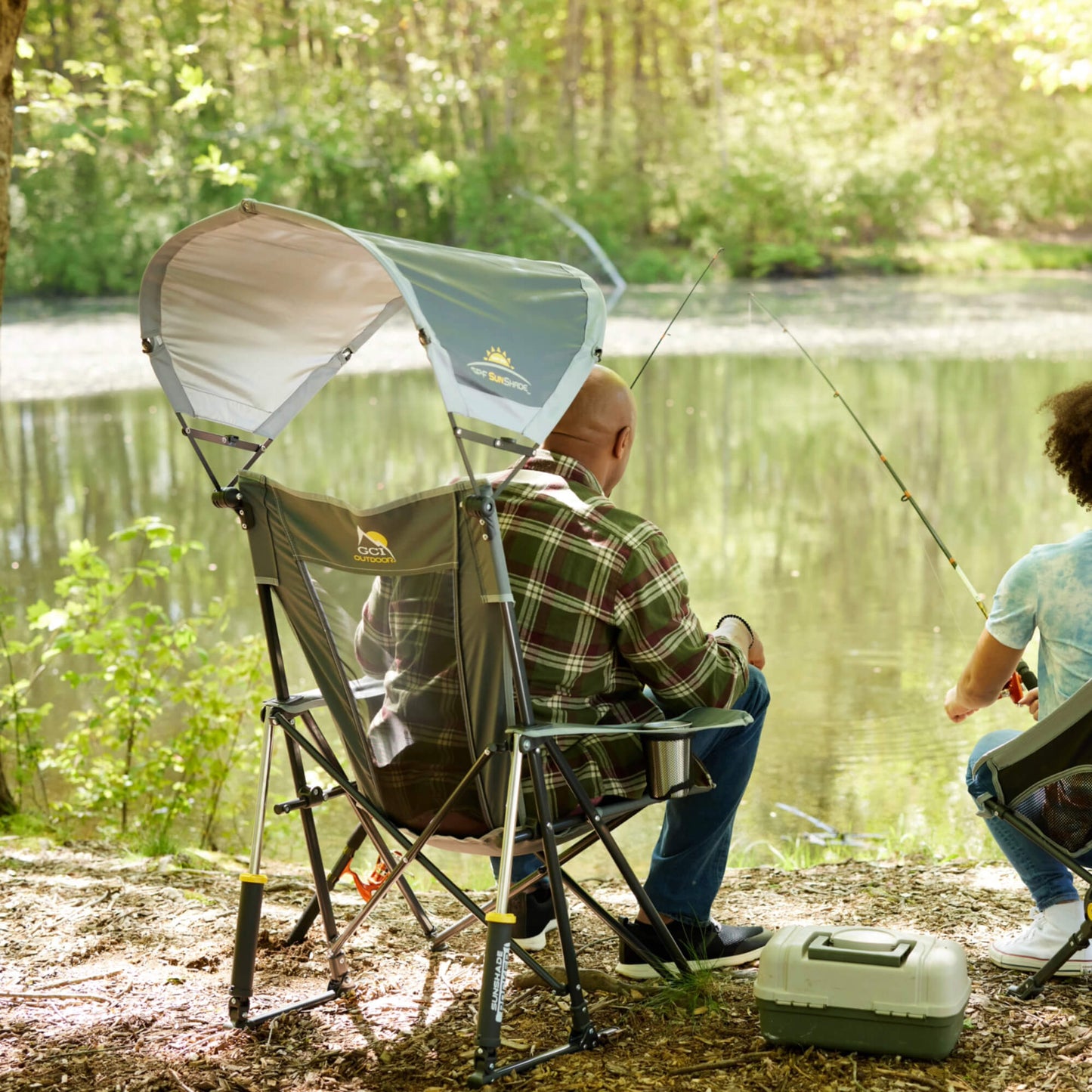 Premium All-Weather SunShade Rocker - Choice 550 - Heavy-Duty Kickback Rocker with Beverage Holder Detail