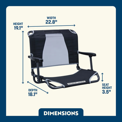 Ultra-Lightweight Big Comfort Stadium Chair with Armrests - Choice 465 - Bleacher-Friendly Stadium Chair with Back Support Detail