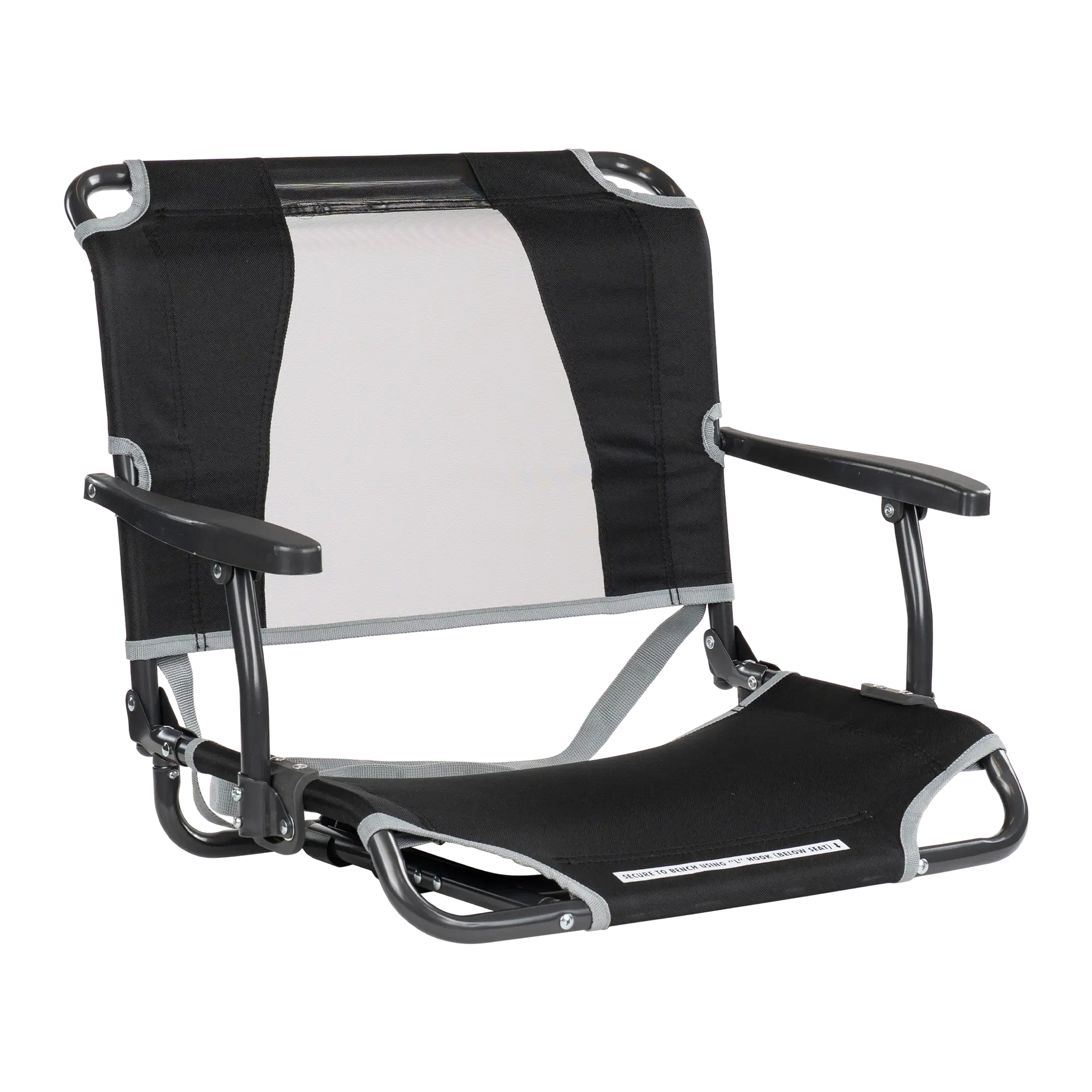 Ultra-Lightweight Big Comfort Stadium Chair with Armrests - Choice 465 - Bleacher-Friendly Stadium Chair with Back Support - Black