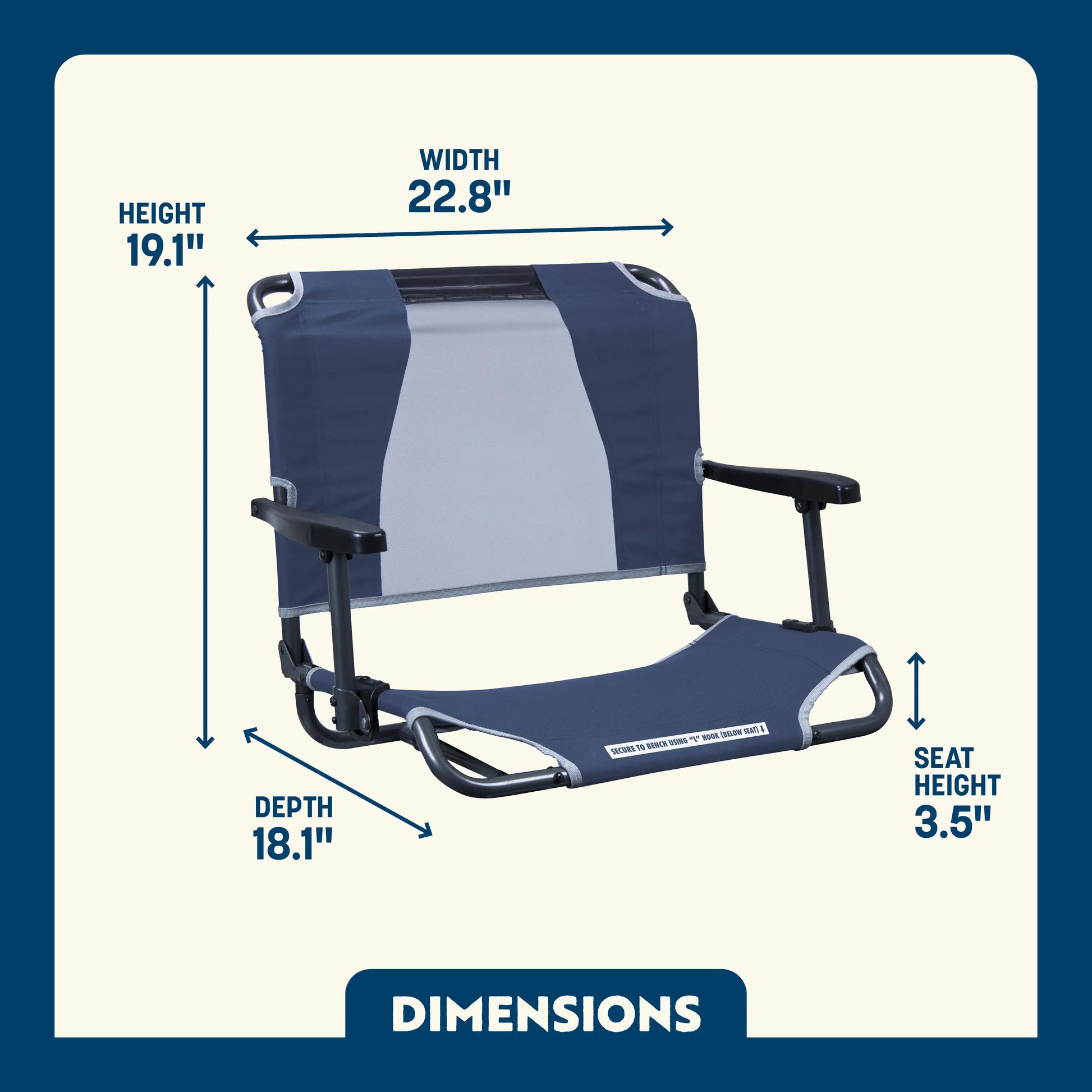 Ultra-Lightweight Big Comfort Stadium Chair with Armrests - Choice 465 - Bleacher-Friendly Stadium Chair with Back Support Detail