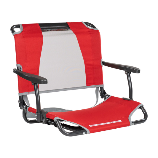 Ultra-Lightweight Big Comfort Stadium Chair with Armrests - Choice 465 - Bleacher-Friendly Stadium Chair with Back Support - Red