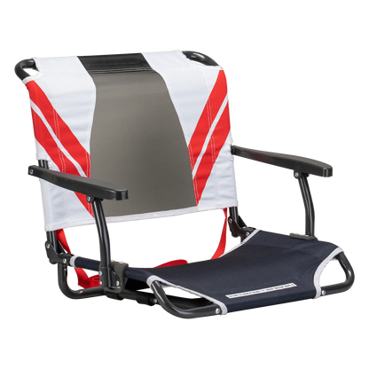 Ultra-Lightweight Big Comfort Stadium Chair with Armrests - Choice 465 - Bleacher-Friendly Stadium Chair with Back Support - Indigo/White/Red