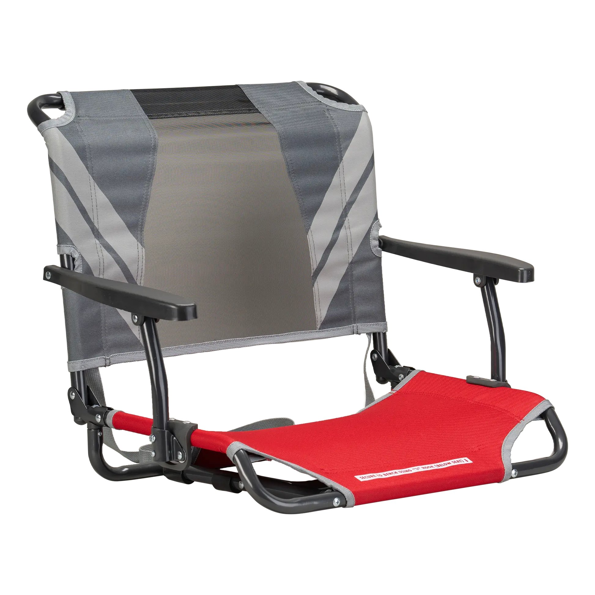 Ultra-Lightweight Big Comfort Stadium Chair with Armrests - Choice 465 - Bleacher-Friendly Stadium Chair with Back Support - Red/Gray