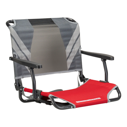 Ultra-Lightweight Big Comfort Stadium Chair with Armrests - Choice 465 - Bleacher-Friendly Stadium Chair with Back Support - Red/Gray