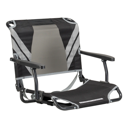 Ultra-Lightweight Big Comfort Stadium Chair with Armrests - Choice 465 - Bleacher-Friendly Stadium Chair with Back Support - Black/Gray