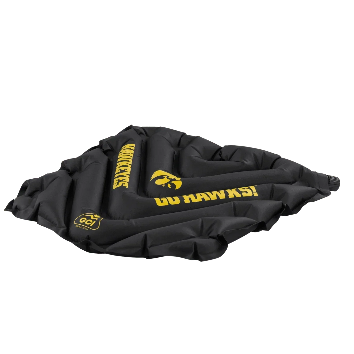 Ergonomic Back-Support College V Seat Inflatable Stadium Cushion - Iowa Hawkeyes - Choice 157 - Grandstand Cushion Seat with Secure Under-Bench Hooks Detail