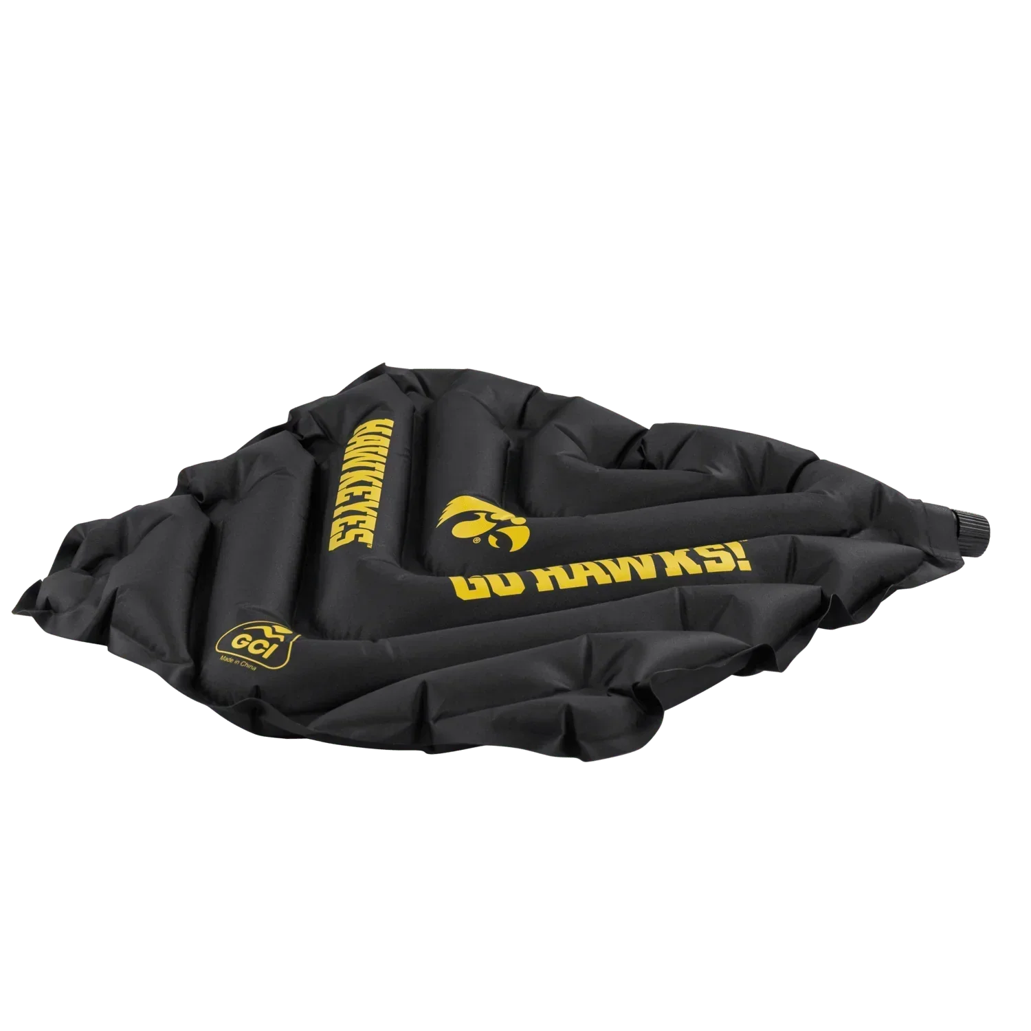 Ergonomic Back-Support College V Seat Inflatable Stadium Cushion - Iowa Hawkeyes - Choice 157 - Grandstand Cushion Seat with Secure Under-Bench Hooks Detail