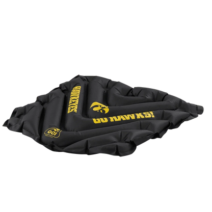 Ergonomic Back-Support College V Seat Inflatable Stadium Cushion - Iowa Hawkeyes - Choice 157 - Grandstand Cushion Seat with Secure Under-Bench Hooks Detail