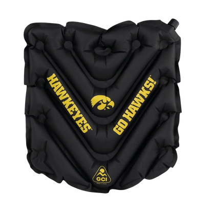 Ergonomic Back-Support College V Seat Inflatable Stadium Cushion - Iowa Hawkeyes - Choice 157 - Grandstand Cushion Seat with Secure Under-Bench Hooks - Default Title