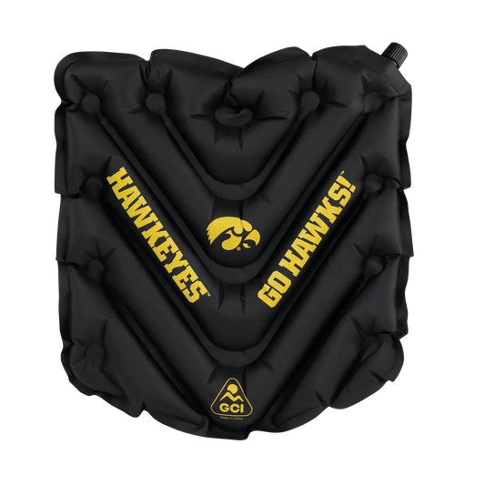 Ergonomic Back-Support College V Seat Inflatable Stadium Cushion - Iowa Hawkeyes - Choice 157 - Grandstand Cushion Seat with Secure Under-Bench Hooks - Default Title