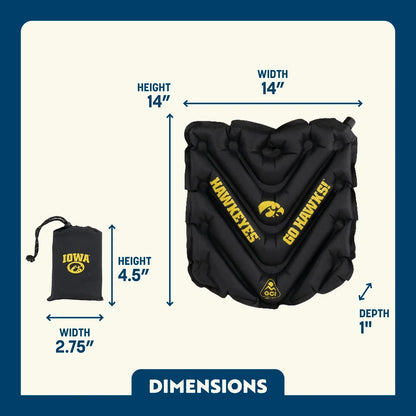 Ergonomic Back-Support College V Seat Inflatable Stadium Cushion - Iowa Hawkeyes - Choice 157 - Grandstand Cushion Seat with Secure Under-Bench Hooks Detail