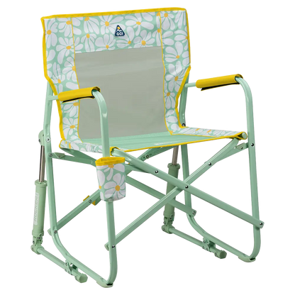 Premium All-Weather Freestyle Rocker - Choice 711 - Freestyle Rocker Portable Outdoor Folding Chair - Green/Yellow
