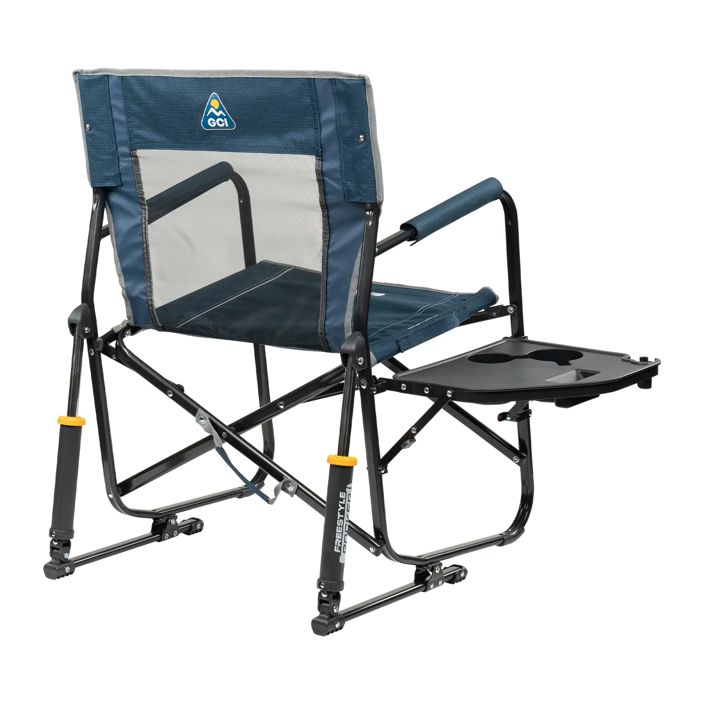 Premium All-Weather Freestyle Rocker with Side Table - Choice 853 - Patented Spring-Action Rocking Chair for Camping Detail