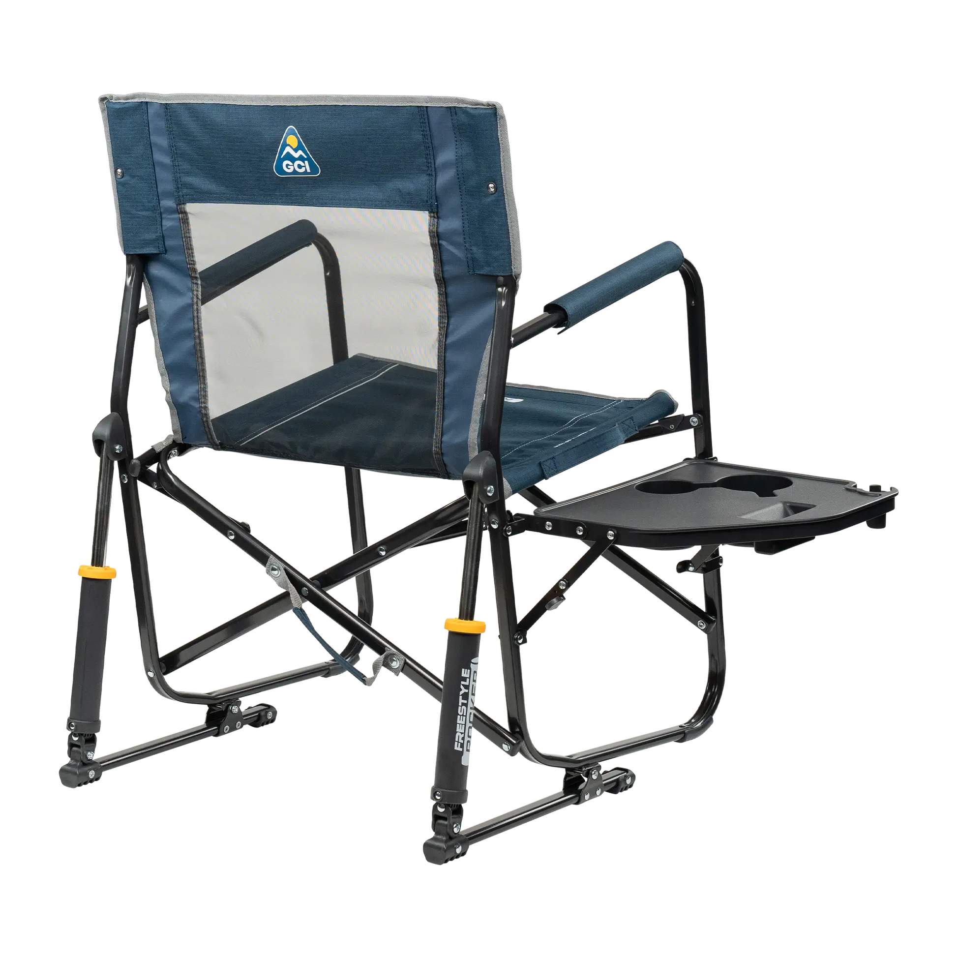 Premium All-Weather Freestyle Rocker with Side Table - Choice 853 - Patented Spring-Action Rocking Chair for Camping Detail