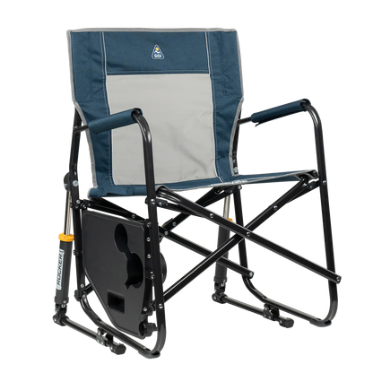 Premium All-Weather Freestyle Rocker with Side Table - Choice 853 - Patented Spring-Action Rocking Chair for Camping Detail