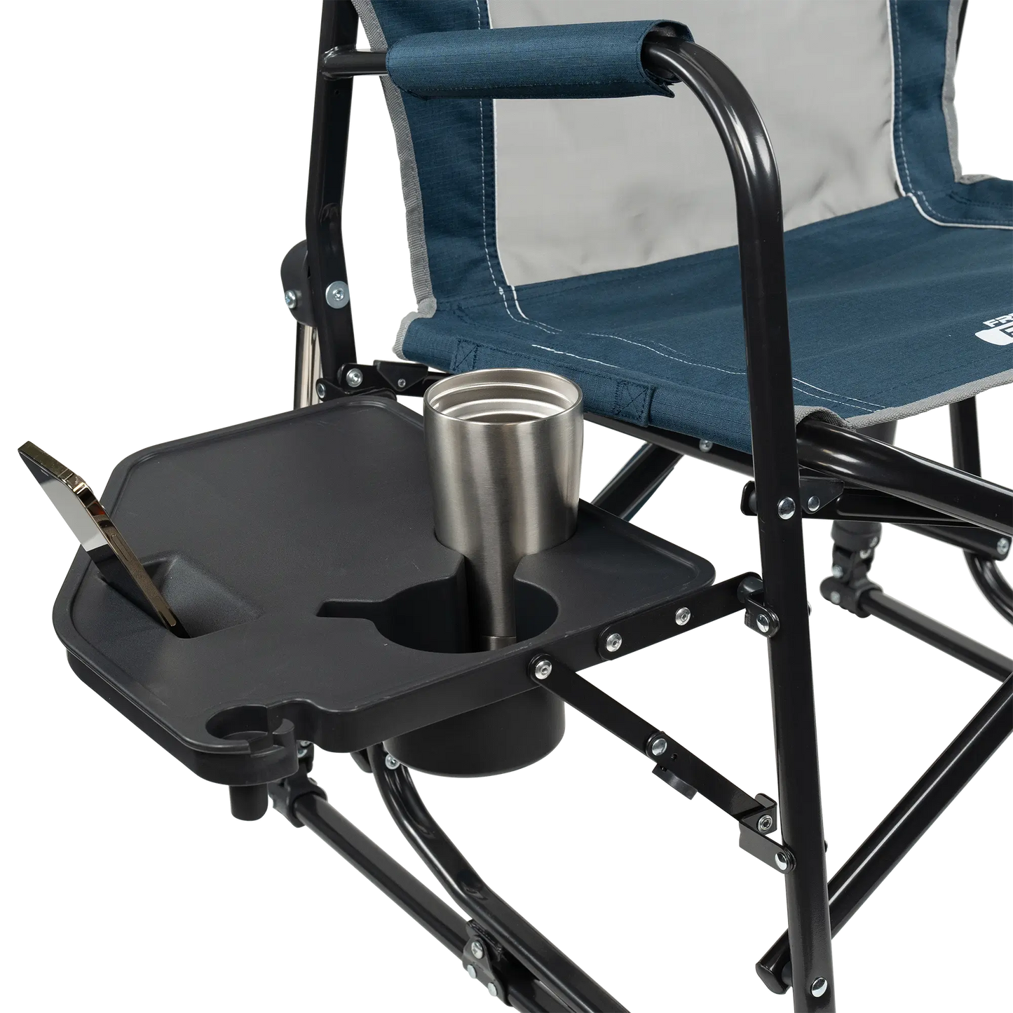 Premium All-Weather Freestyle Rocker with Side Table - Choice 853 - Patented Spring-Action Rocking Chair for Camping Detail