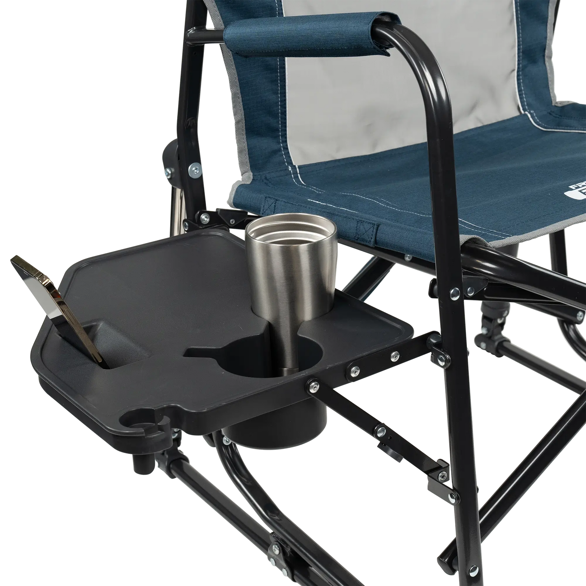 Premium All-Weather Freestyle Rocker with Side Table - Choice 853 - Patented Spring-Action Rocking Chair for Camping Detail