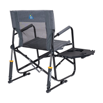 Premium All-Weather Freestyle Rocker with Side Table - Choice 853 - Patented Spring-Action Rocking Chair for Camping Detail