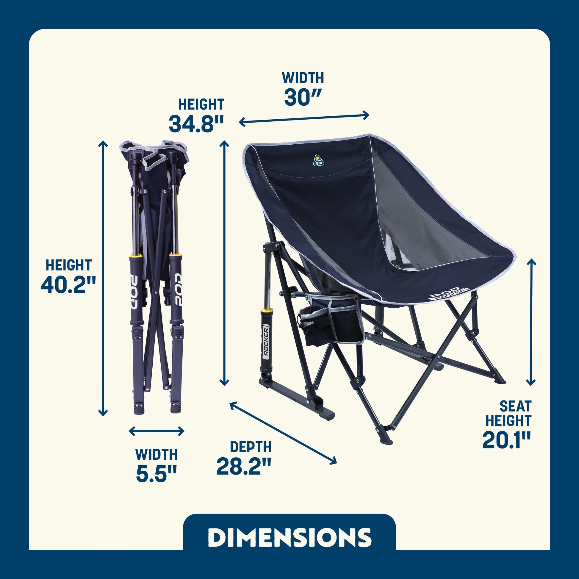 Luxury Camp Pod Rocker - Choice 933 - Patented Spring-Action Rocking Chair for Camping Detail