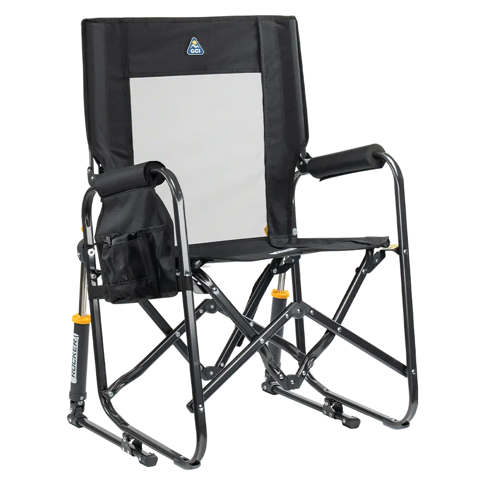 Heavy-Duty Freestyle Stowaway Rocker - Choice 794 - Patented Spring-Action Rocking Chair for Camping - Black