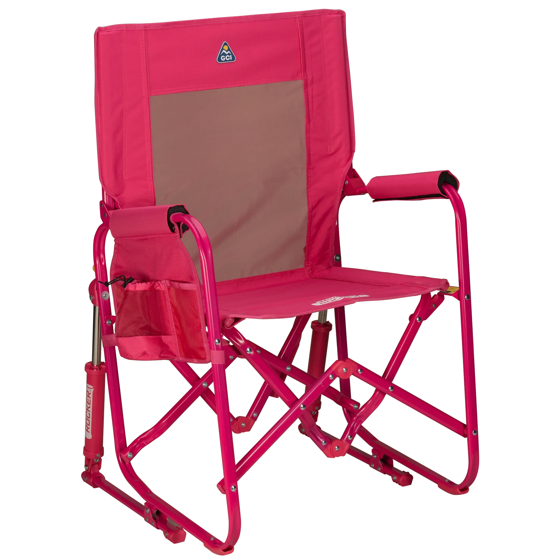 Heavy-Duty Freestyle Stowaway Rocker - Choice 794 - Patented Spring-Action Rocking Chair for Camping - Bright Pink