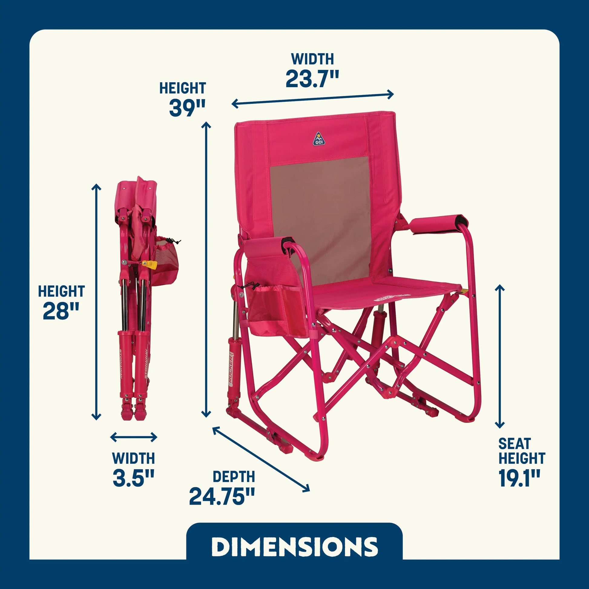 Heavy-Duty Freestyle Stowaway Rocker - Choice 794 - Patented Spring-Action Rocking Chair for Camping Detail
