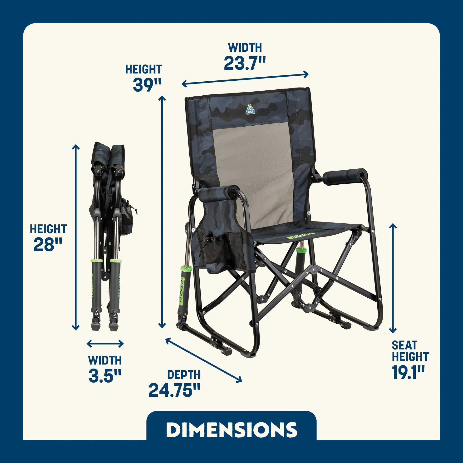 Heavy-Duty Freestyle Stowaway Rocker - Choice 794 - Patented Spring-Action Rocking Chair for Camping Detail
