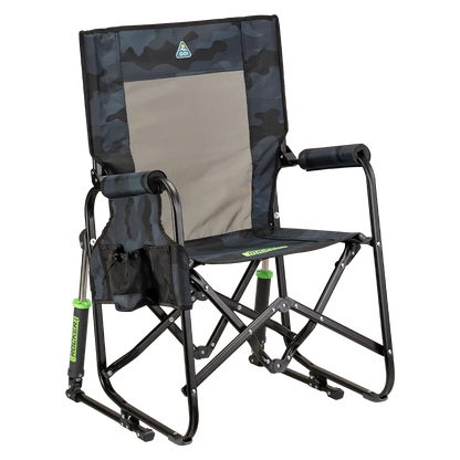 Heavy-Duty Freestyle Stowaway Rocker - Choice 794 - Patented Spring-Action Rocking Chair for Camping - Stealth Camo