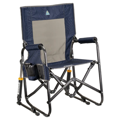 Heavy-Duty Freestyle Stowaway Rocker - Choice 794 - Patented Spring-Action Rocking Chair for Camping - Navy Topo