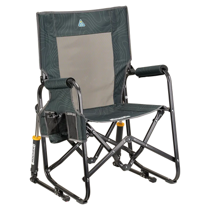 Heavy-Duty Freestyle Stowaway Rocker - Choice 794 - Patented Spring-Action Rocking Chair for Camping - Hunter Topo