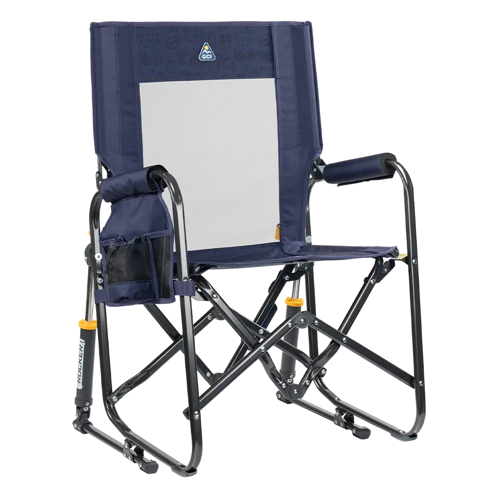 Heavy-Duty Freestyle Stowaway Rocker - Choice 794 - Patented Spring-Action Rocking Chair for Camping - Tailgater Rich Blue