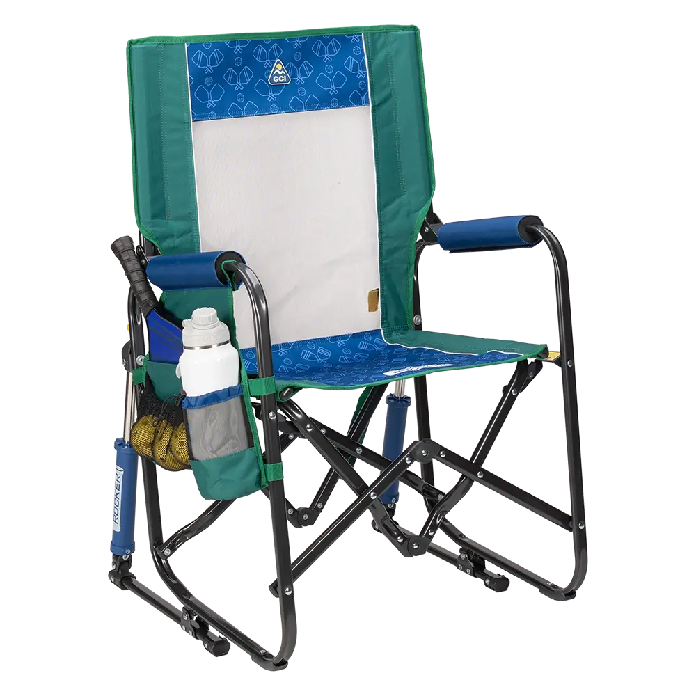 Heavy-Duty Freestyle Stowaway Rocker - Choice 794 - Patented Spring-Action Rocking Chair for Camping - Pickleball Green