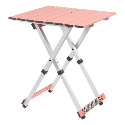 Heavy-Duty Grilling Compact Camp Table 20 - Choice 513 - Slim-Fold Outdoor Cook Station with Storage Shelves - Coral