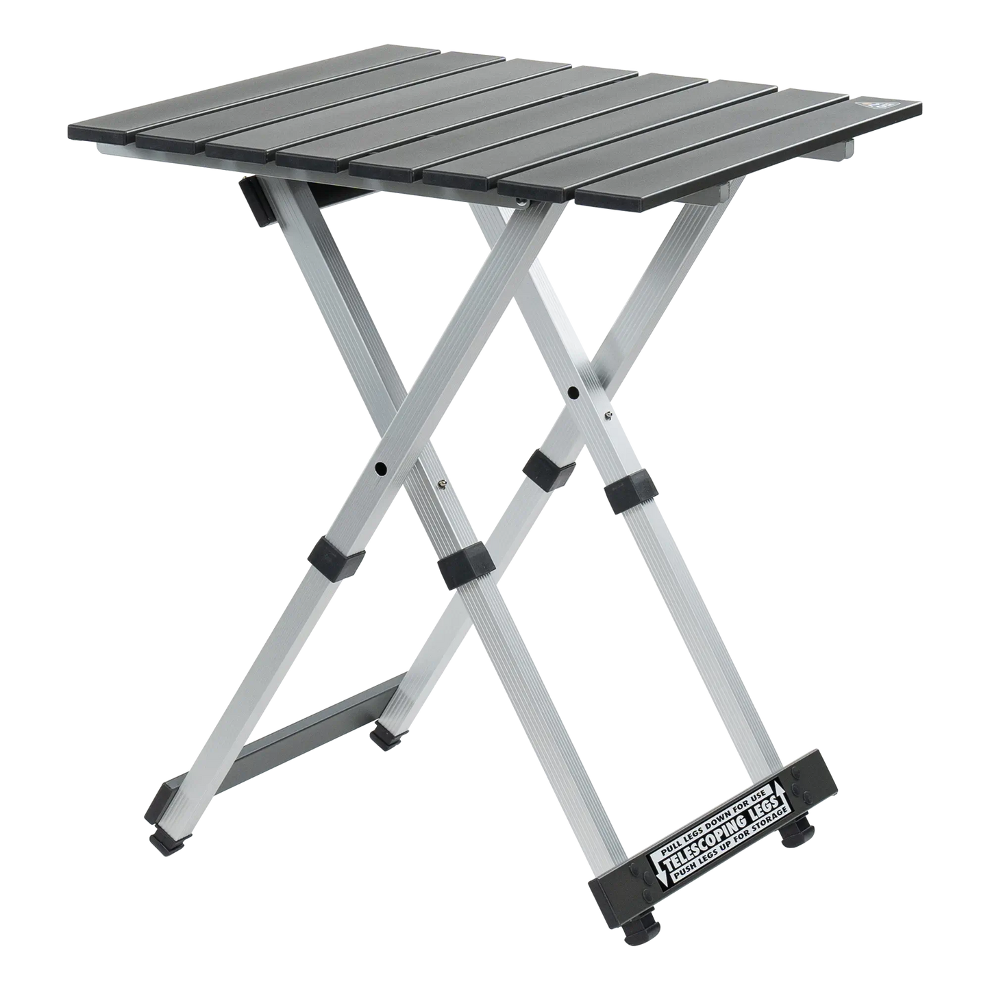 Heavy-Duty Grilling Compact Camp Table 20 - Choice 513 - Slim-Fold Outdoor Cook Station with Storage Shelves - Black Chrome