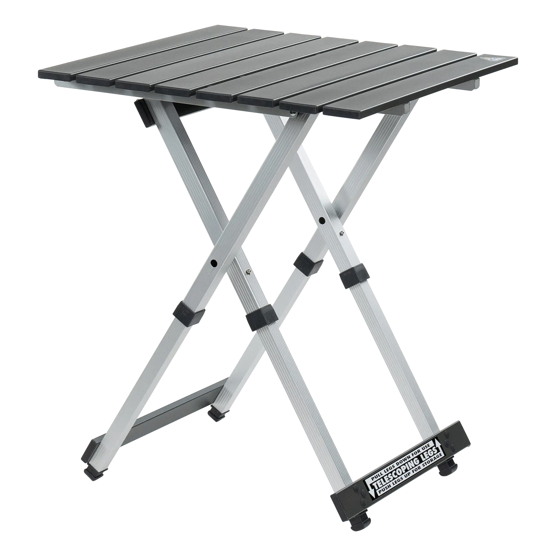 Heavy-Duty Grilling Compact Camp Table 20 - Choice 513 - Slim-Fold Outdoor Cook Station with Storage Shelves - Black Chrome