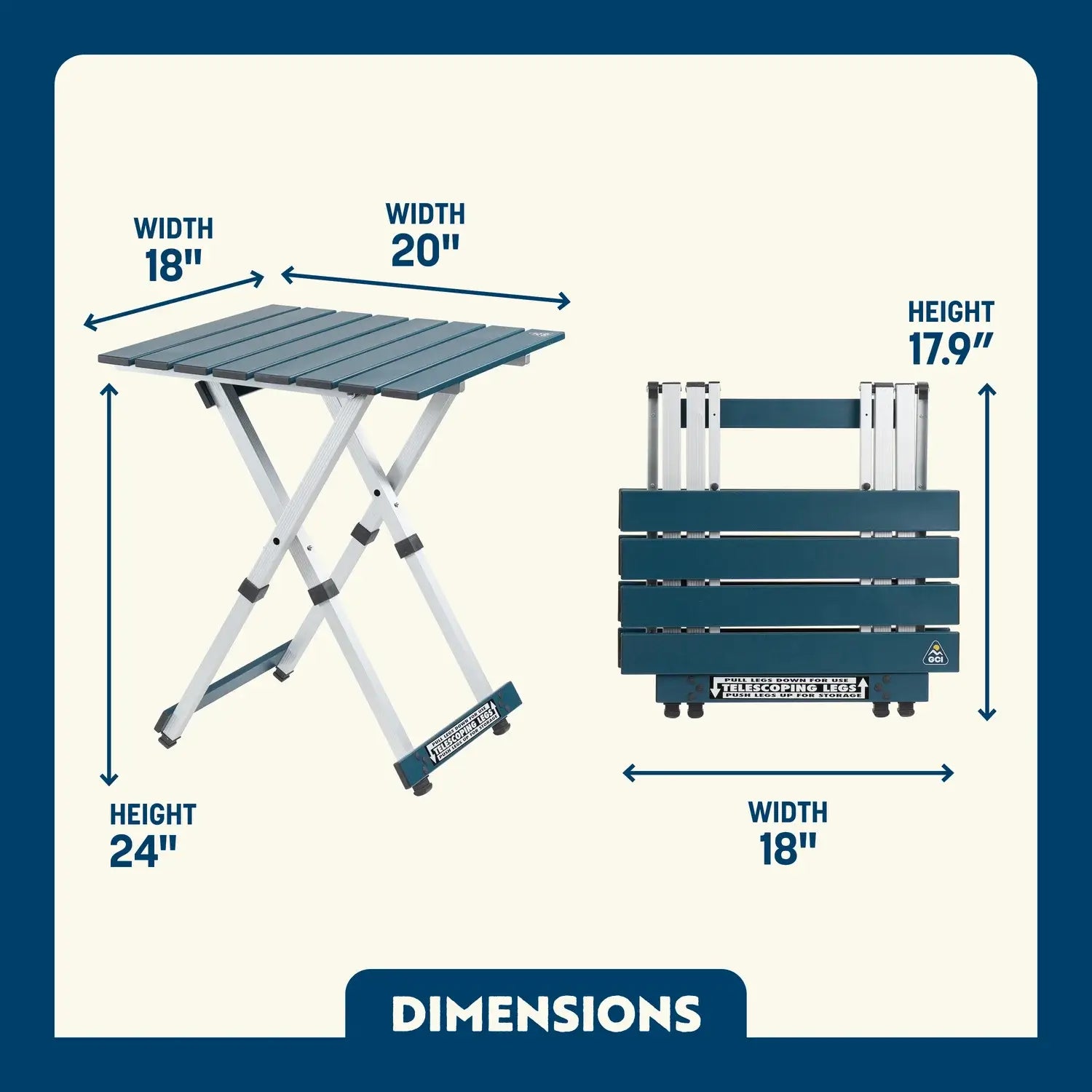 Heavy-Duty Grilling Compact Camp Table 20 - Choice 513 - Slim-Fold Outdoor Cook Station with Storage Shelves Detail