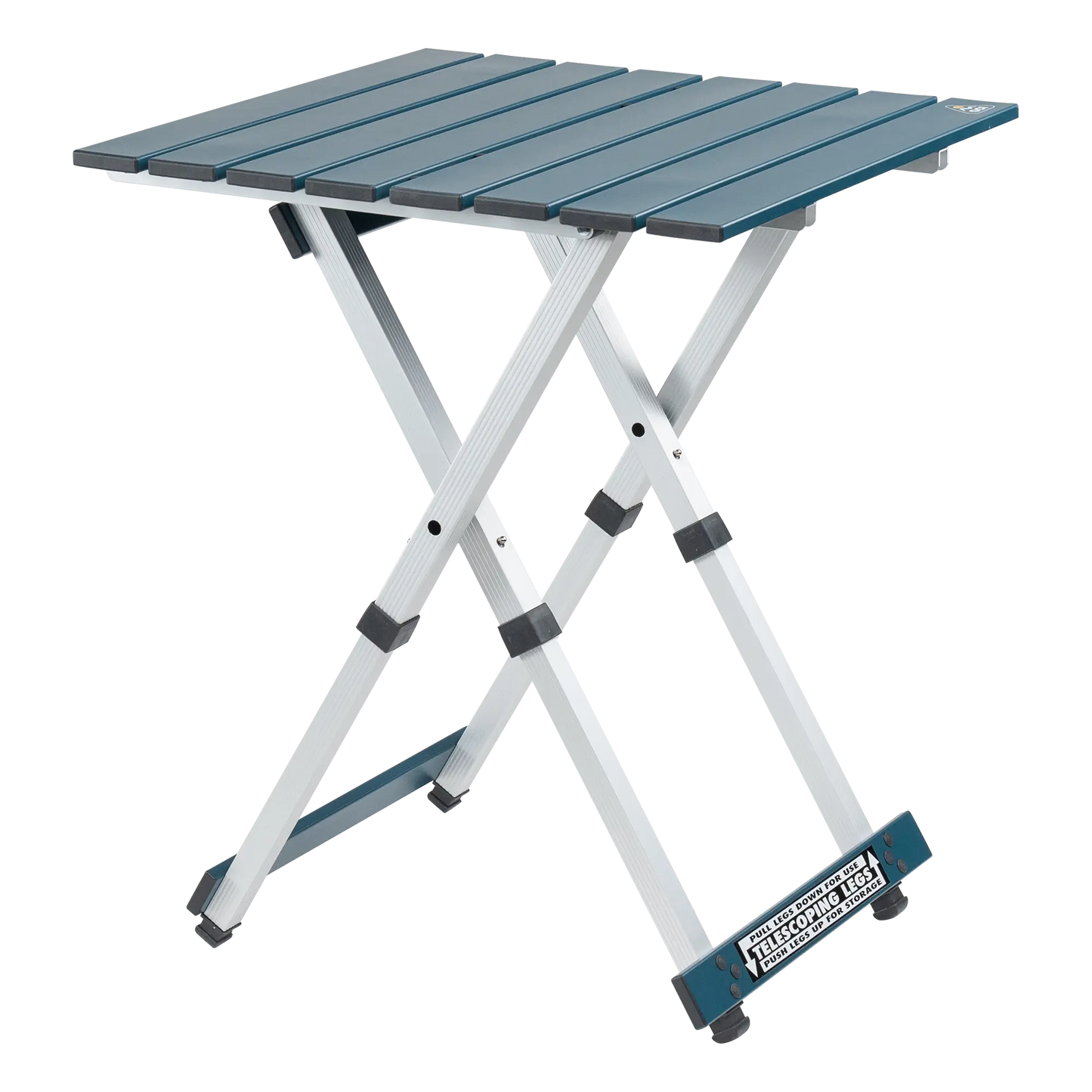 Heavy-Duty Grilling Compact Camp Table 20 - Choice 513 - Slim-Fold Outdoor Cook Station with Storage Shelves - Teal
