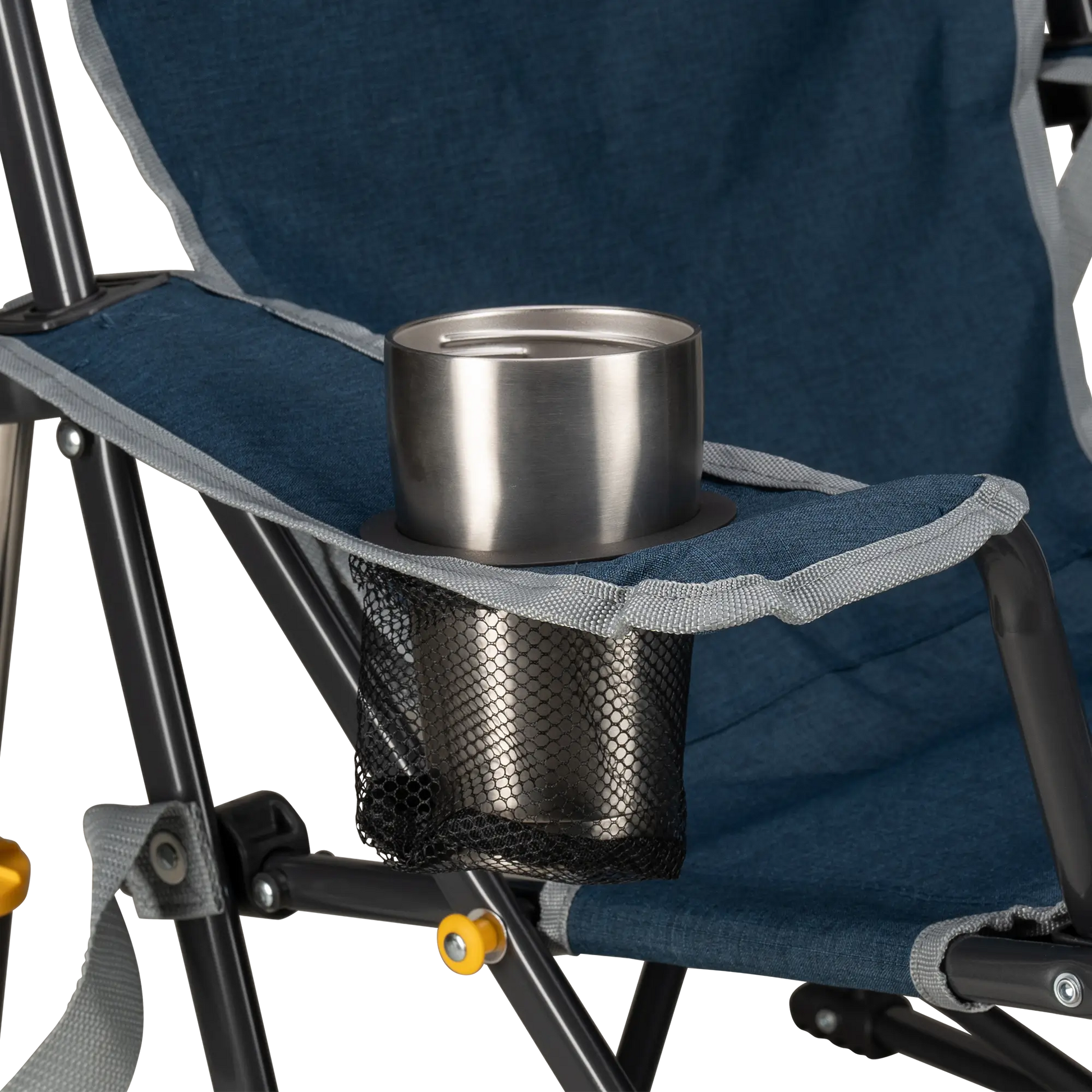 Luxury Camp Kickback Rocker - Choice 345 - Heavy-Duty Kickback Rocker with Beverage Holder Detail