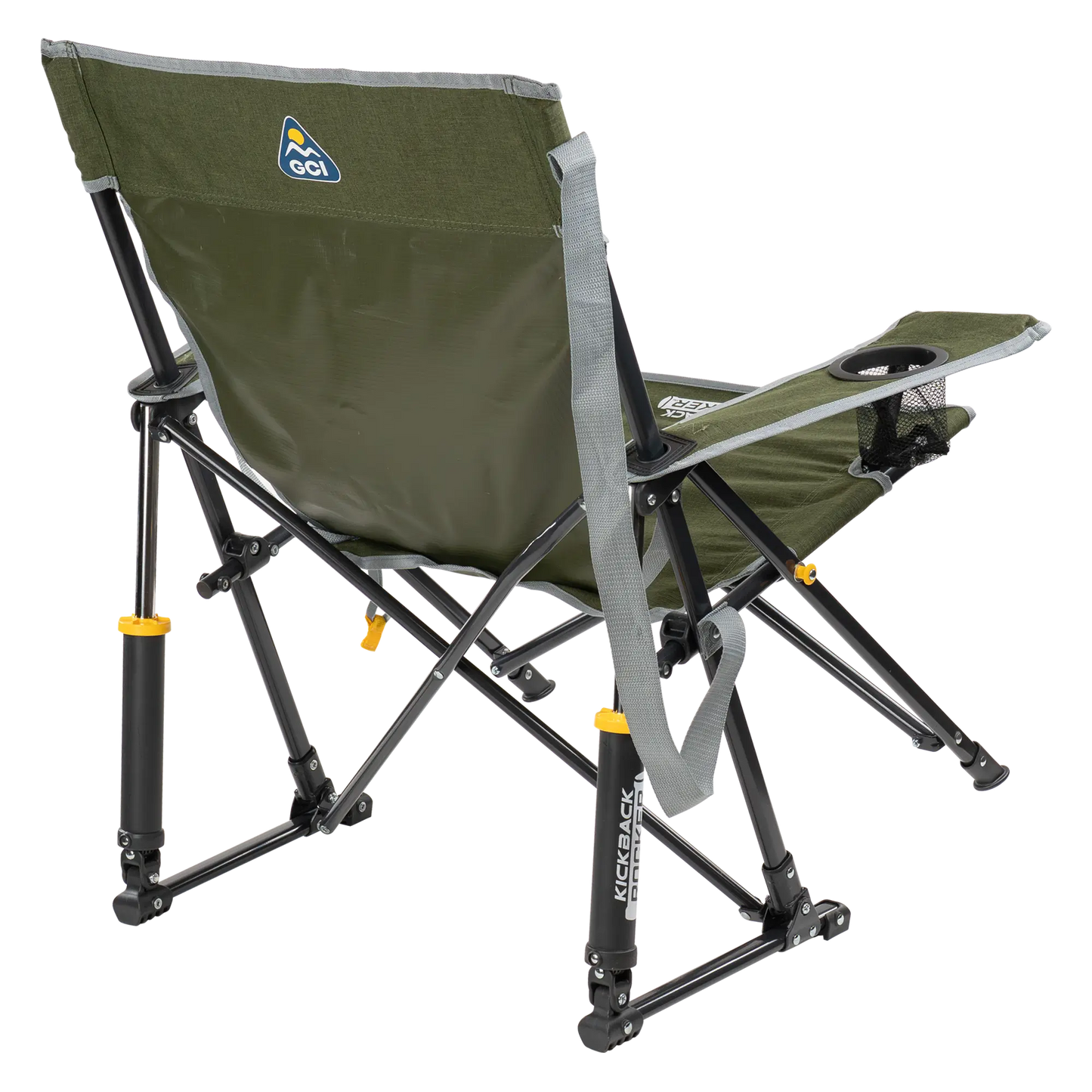 Luxury Camp Kickback Rocker - Choice 345 - Heavy-Duty Kickback Rocker with Beverage Holder Detail
