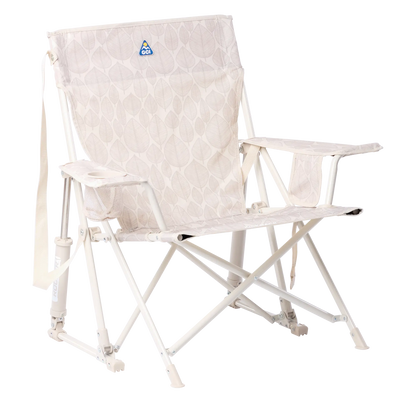 Luxury Camp Kickback Rocker - Choice 345 - Heavy-Duty Kickback Rocker with Beverage Holder - Soft Neutral Leaf