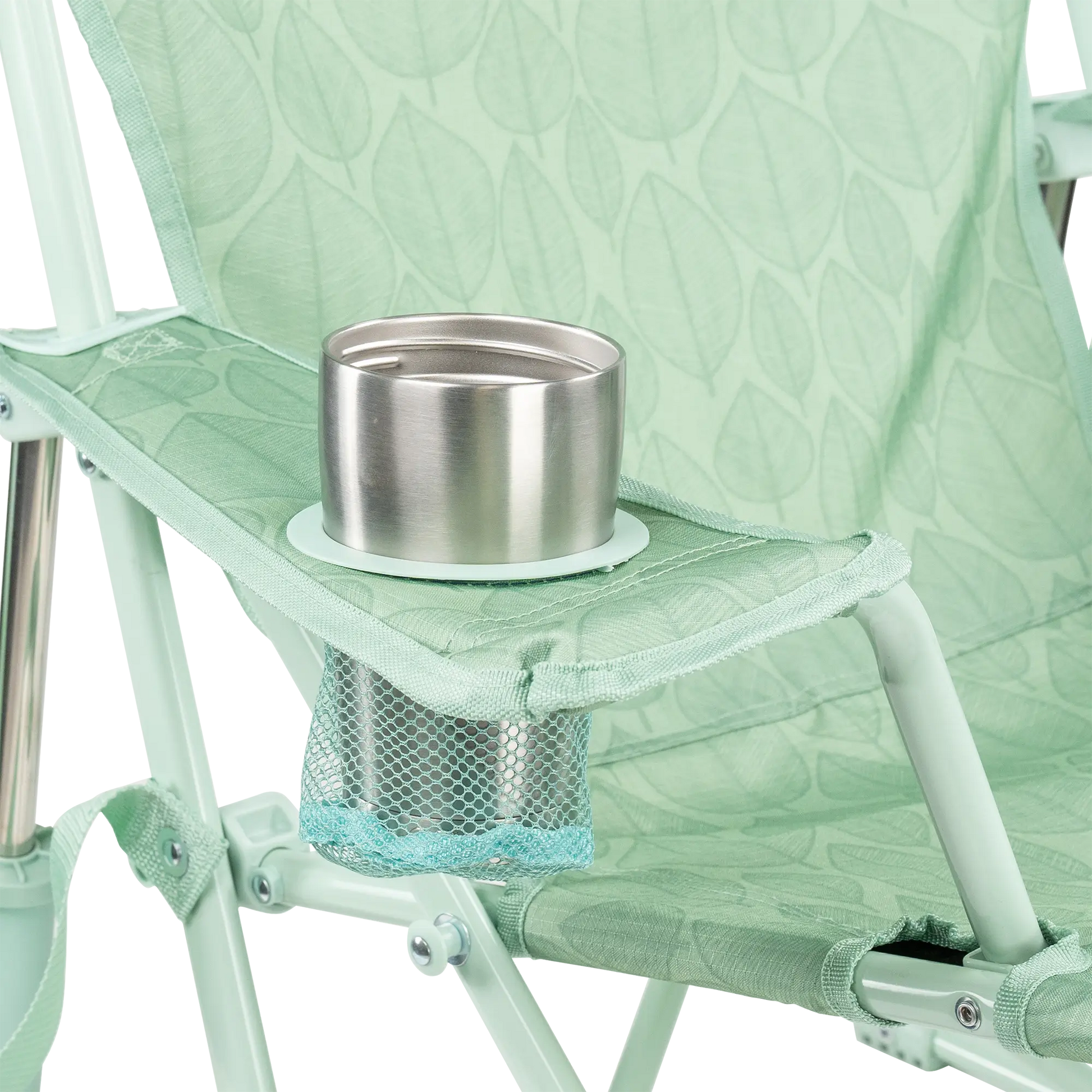 Luxury Camp Kickback Rocker - Choice 345 - Heavy-Duty Kickback Rocker with Beverage Holder Detail