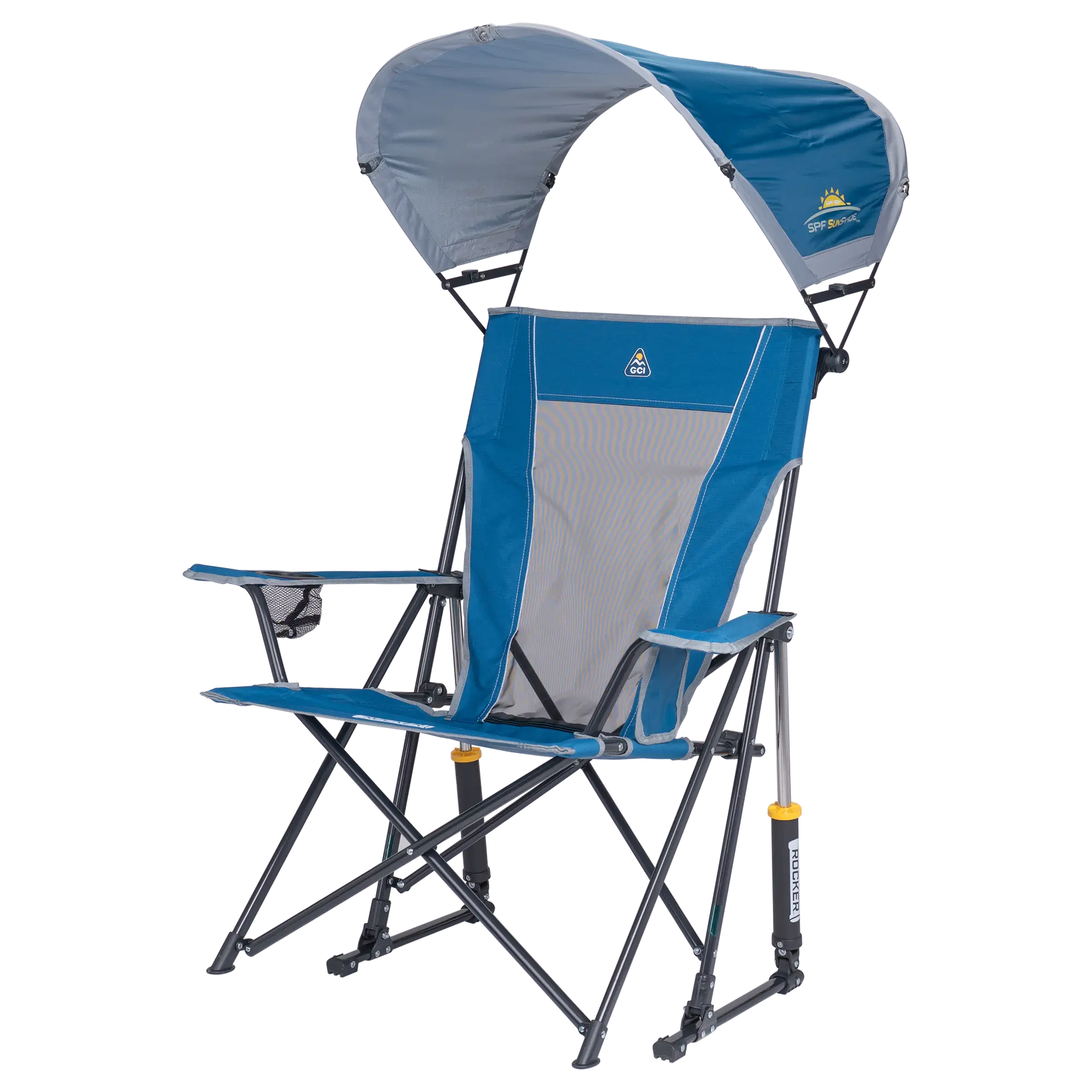 Premium All-Weather SunShade Rocker - Choice 550 - Heavy-Duty Kickback Rocker with Beverage Holder Detail