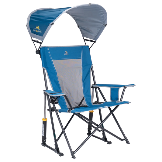 Premium All-Weather SunShade Rocker - Choice 550 - Heavy-Duty Kickback Rocker with Beverage Holder - Neptune Blue