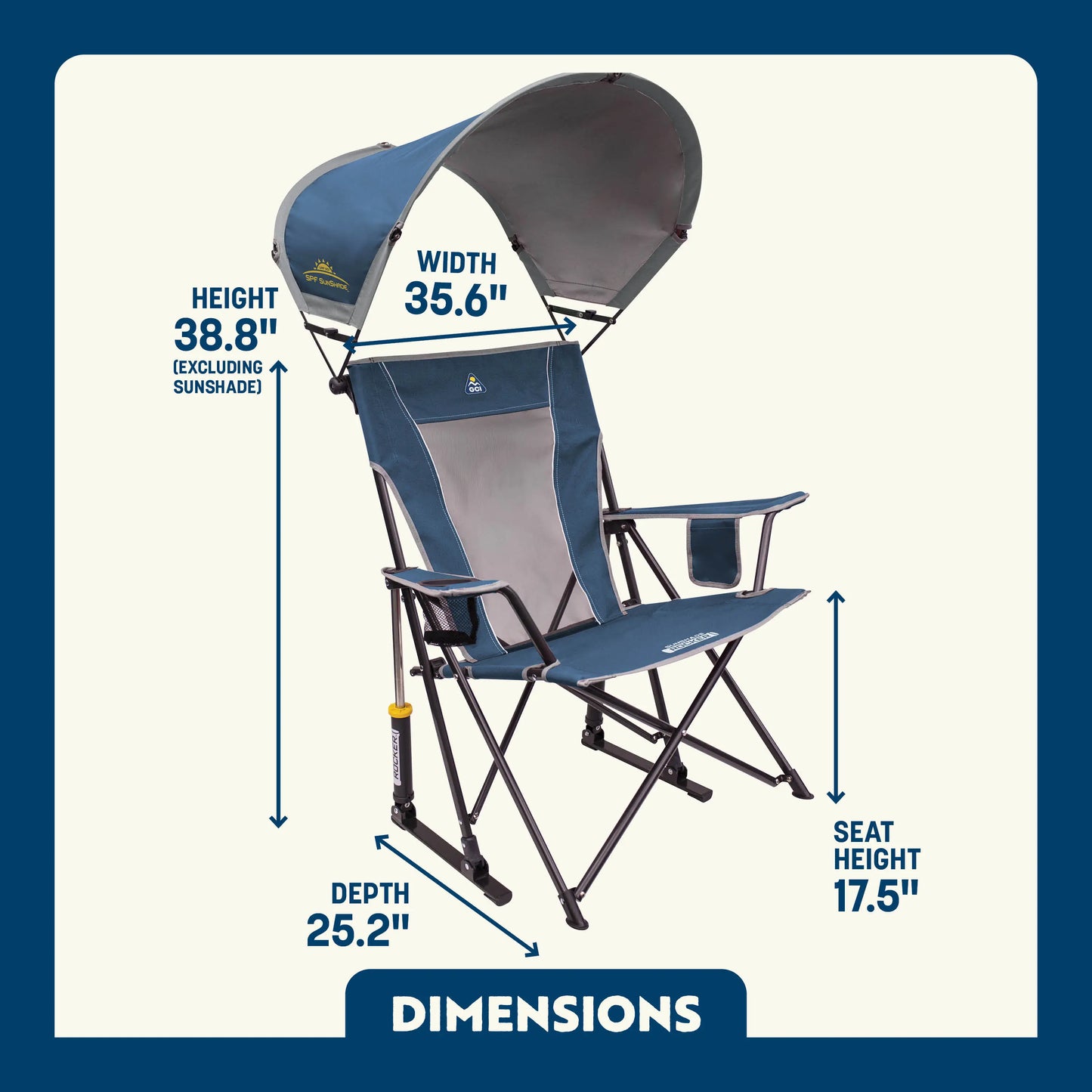 Premium All-Weather SunShade Rocker - Choice 550 - Heavy-Duty Kickback Rocker with Beverage Holder Detail