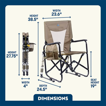 Smooth Motion Adjustable Rocker - Choice 573 - Patented Spring-Action Rocking Chair for Camping Detail