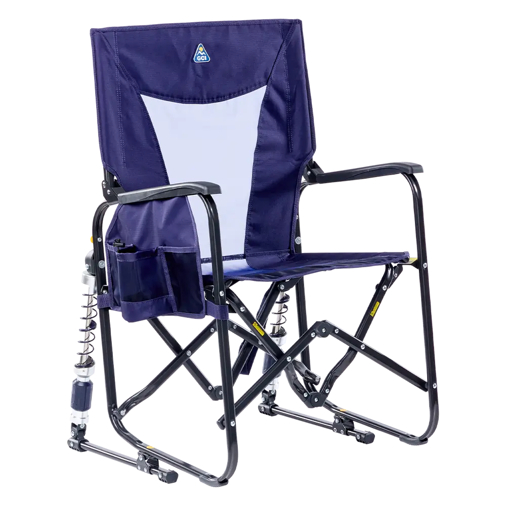 Smooth Motion Adjustable Rocker - Choice 573 - Patented Spring-Action Rocking Chair for Camping - Rich Blue