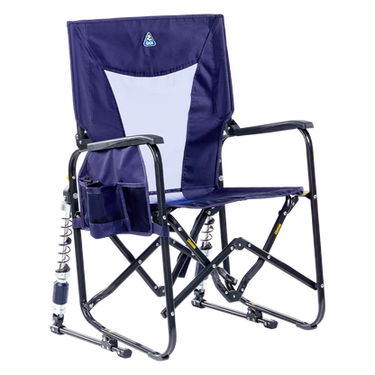 Smooth Motion Adjustable Rocker - Choice 573 - Patented Spring-Action Rocking Chair for Camping - Rich Blue