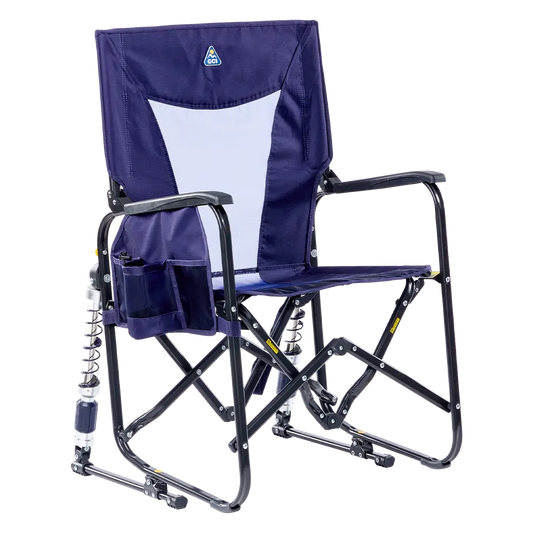 Smooth Motion Adjustable Rocker - Choice 573 - Patented Spring-Action Rocking Chair for Camping - Rich Blue
