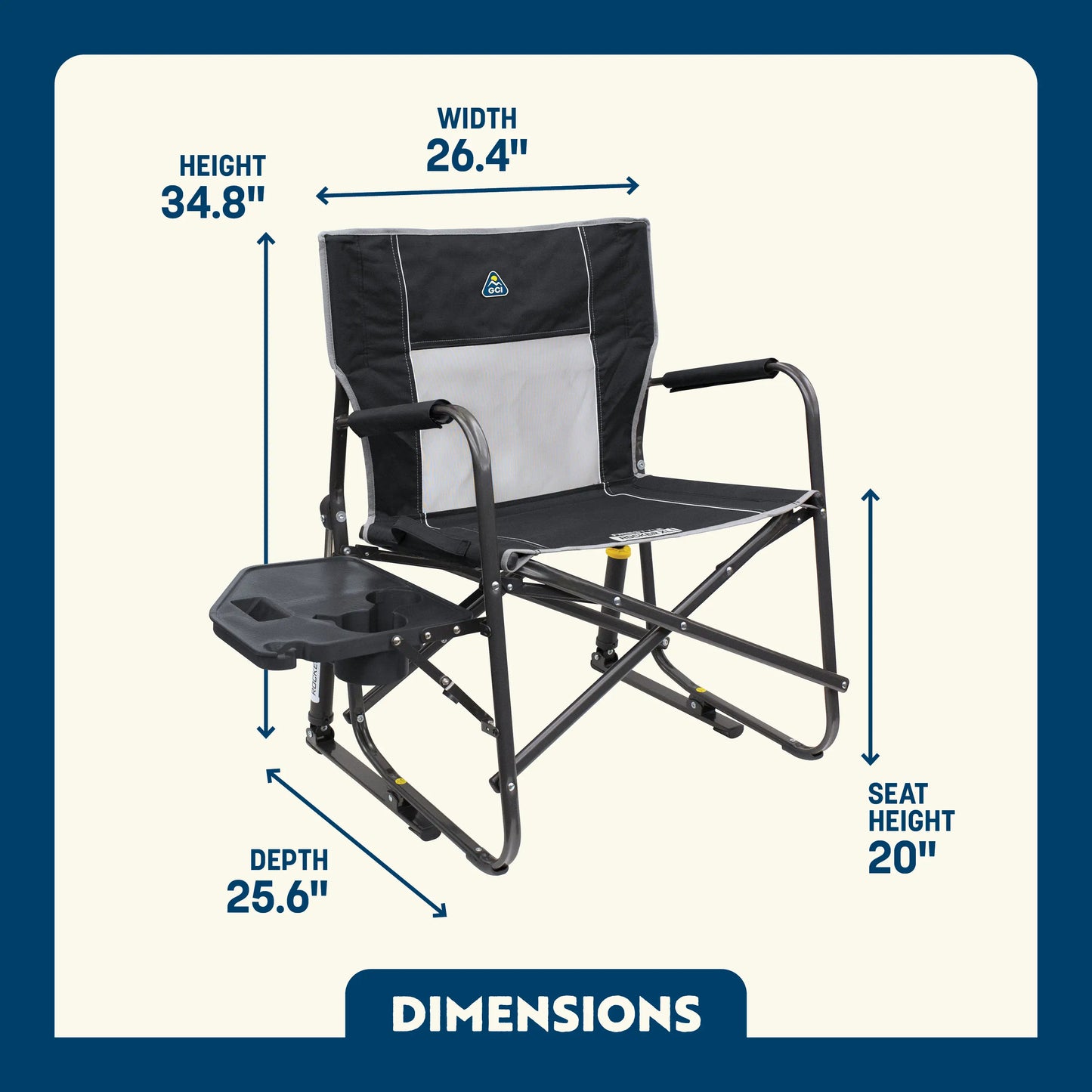Smooth Motion Freestyle Rocker XL with Side Table - Choice 836 - Patented Spring-Action Rocking Chair for Camping Detail