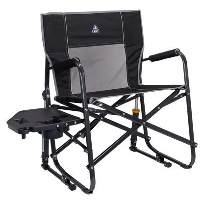 Smooth Motion Freestyle Rocker XL with Side Table - Choice 836 - Patented Spring-Action Rocking Chair for Camping - Black